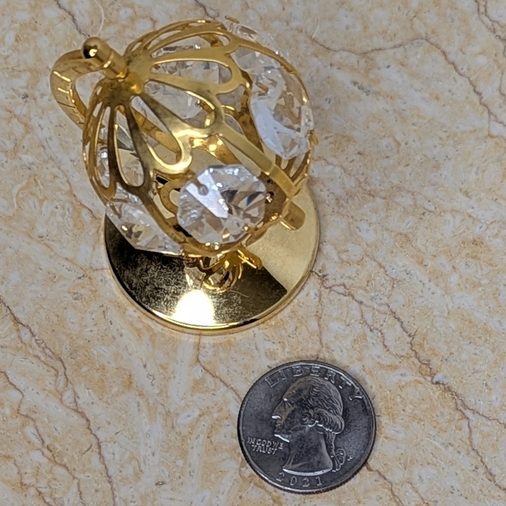Vintage Crystal Creations Austrian 24K Gold Plated Mini Globe Ornament - Picture 8 of 9